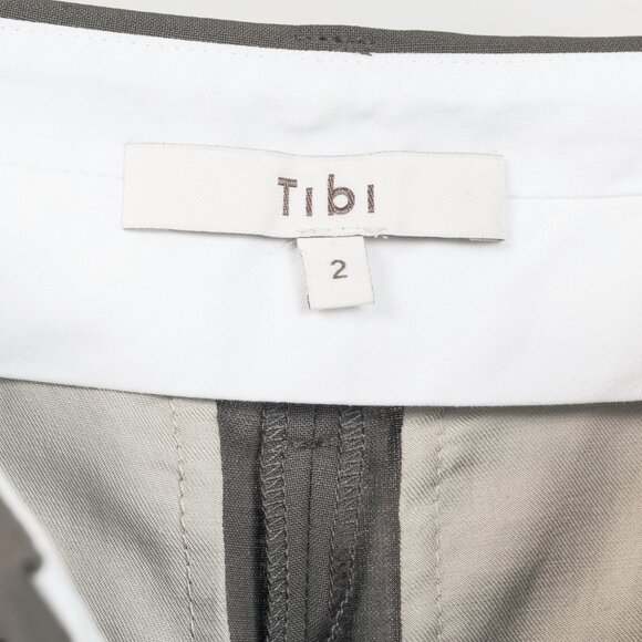 Tibi Stella Grey Pleated Tropical Wool Pants - Picture 7 of 9